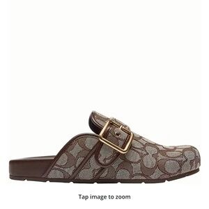 NEW! COACH Archival Buckle Clog in Signature Jacquard Oak/Maple